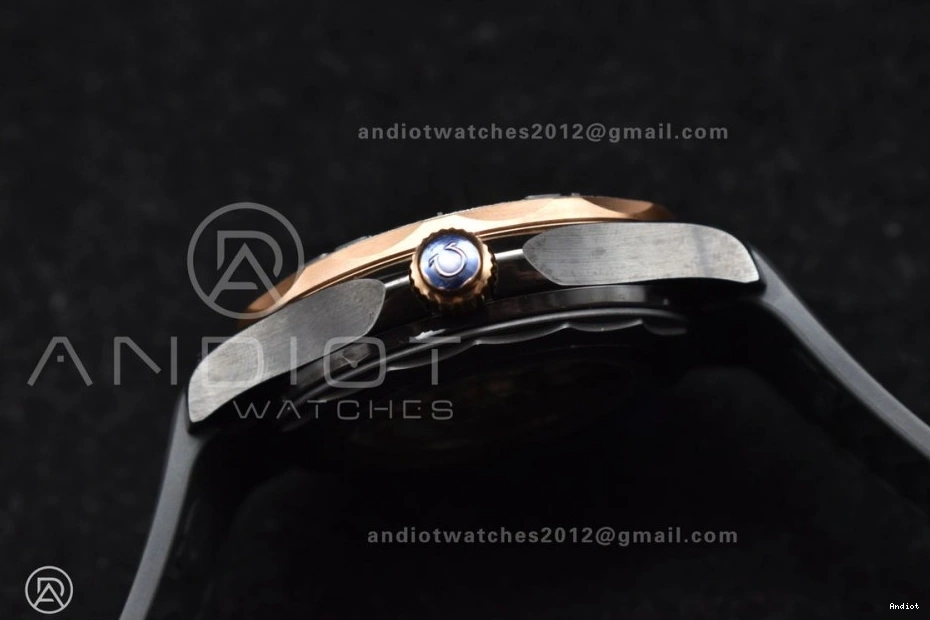 43.5mm 300m Bezel VSF Rubber Dial Seamaster Black Ceramic A8806 1:1 Edition on Black Best RG Strap Black 1230